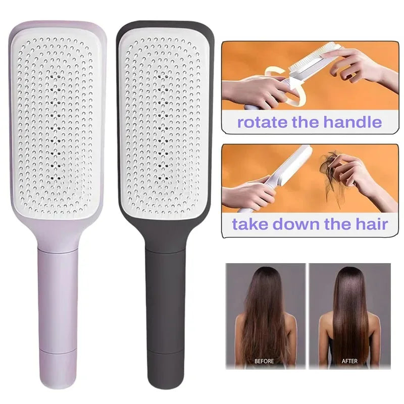 Rotatable Self Cleaning Hair Brush 